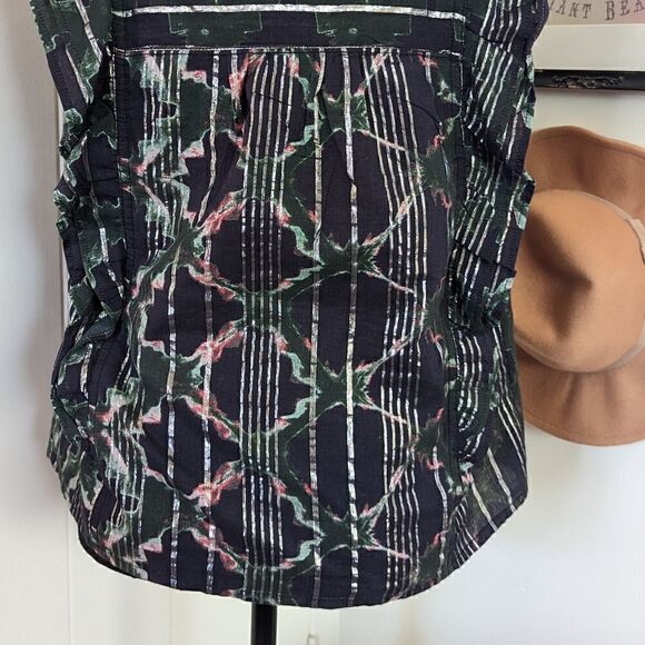 Pilcro Anthropologie Ruffled Buttondown Sleevless Top, sz SM EUC - Picture 11 of 15